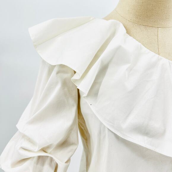alice + olivia White Off-Shoulder Ruffle Statement Blouse Top - Picture 3 of 8